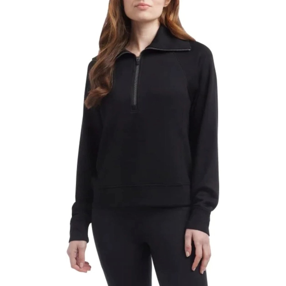 Danskin Women's Luxe Half Zip Pullover, Black Salt, Size: XL